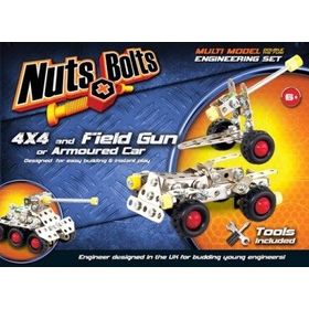 Μεταλλικά Συναρμολογούμενα Οχήματα - Τανκ, Αμάξι και Τρέιλερ με Κανόνι Nuts & Bolts (Παιδί)
