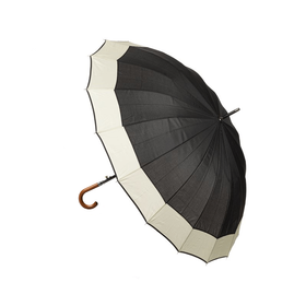 Ομπρέλα Βροχής 16 Ακτίνων Μαύρη με Άσπρη Μπορντούρα (Ρουχισμός - Αξεσουάρ)