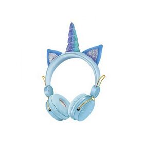 Bluetooth Ασύρματα Παιδικά Ακουστικά On Ear Unicorn με Ενσωματωμένο Μικρόφωνο σε Μπλε Χρώμα (Αξεσουάρ Η/Υ)