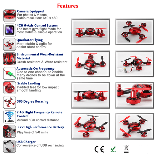 Τηλεκατευθυνόμενο Ελικόπτερο - Κάμερα Mini Drone 6 Axis Gyro 2.4Hz (Παιδί)