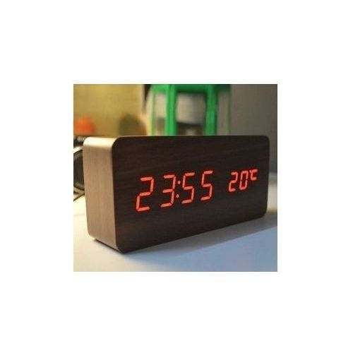 Ξύλινο Επιτραπέζιο Ρολόι - Ξυπνητήρι με Αισθητήρα Μεγάλο (Ρολόγια)