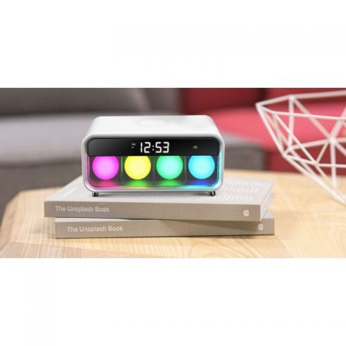 Επιτραπέζιο Ψηφιακό Ρολόι με Ασύρματη Φόρτιση για Κινητά, Ξυπνητήρι και Χρωματιστό Φωτισμό (Ρολόγια)