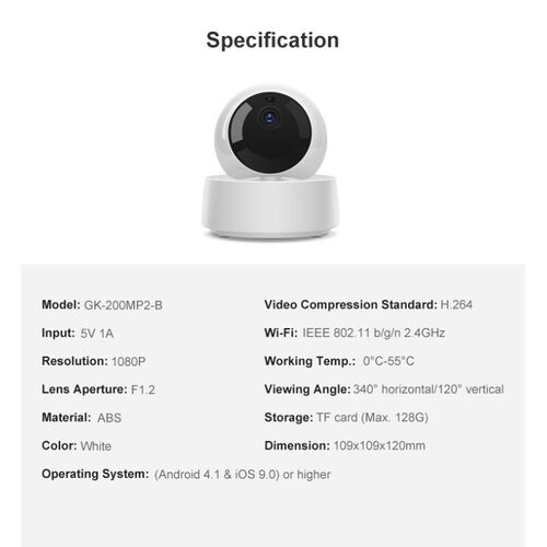 Ασύρματη Κάμερα Ασφαλείας 1080P HD 360° WiFi - Λευκό χρώμα (Ασφάλεια & Παρακολούθηση)