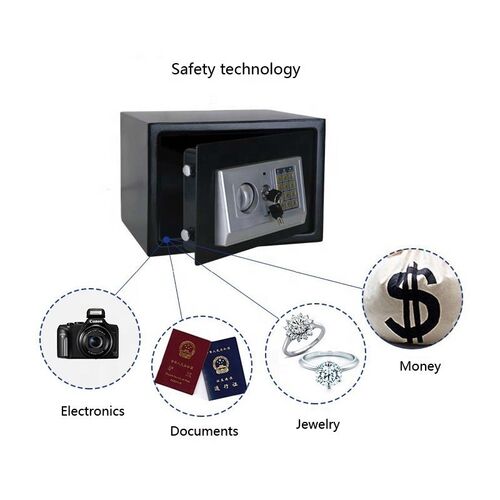 Χρηματοκιβώτιο Ασφαλείας με Ηλεκτρονική Κλειδαριά και Κλειδί 25x35x25 cm (Ασφάλεια & Παρακολούθηση)