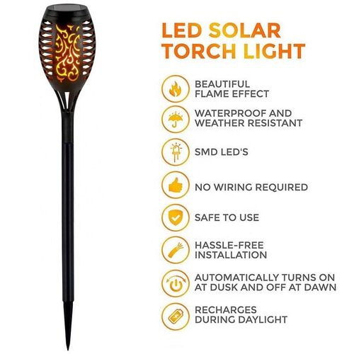 Ηλιακό Φωτιστικό 6 LED με Εφέ Φλόγας 40cm (Είδη Κήπου)