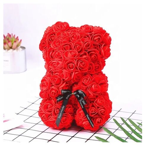 Αρκουδάκι απο Τεχνητά Τριαντάφυλλα σε Κουτί 25cm Κόκκινο (Εποχιακά)