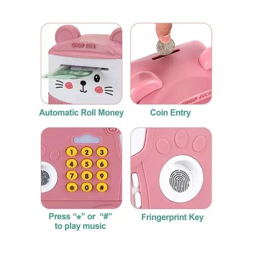 Ηλεκτρονικός Κουμπαράς Ποντικάκι με Κωδικό Ασφαλείας και εφέ Δακτυλικό Αποτύπωμα - Ροζ (Παιδί)