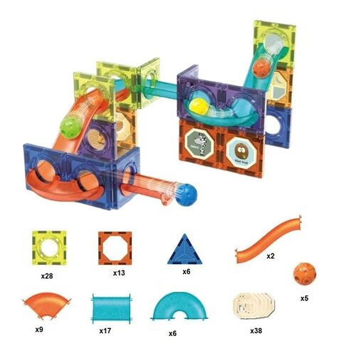 Μαγνητικά Πλακίδια για Κατασκευές και Πίστα για Μπάλες 124 τμχ (Παιδί)