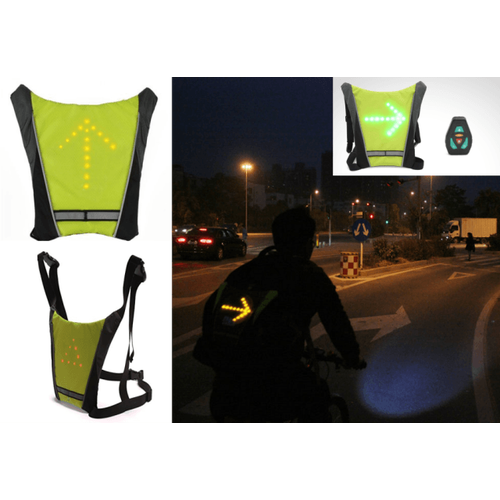 Επαναφορτιζόμενο Γιλέκο Πλάτης Ασφαλείας Ποδηλάτου με Φωτεινή Σήμανση Led και Τηλεχειριστήριο (Hobbies & Sports)