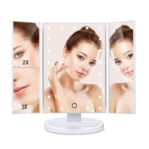 Τριπλός Καθρέφτης Ομορφιάς Με Μεγέθυνση και Φωτισμό 22 LED (Ομορφιά)